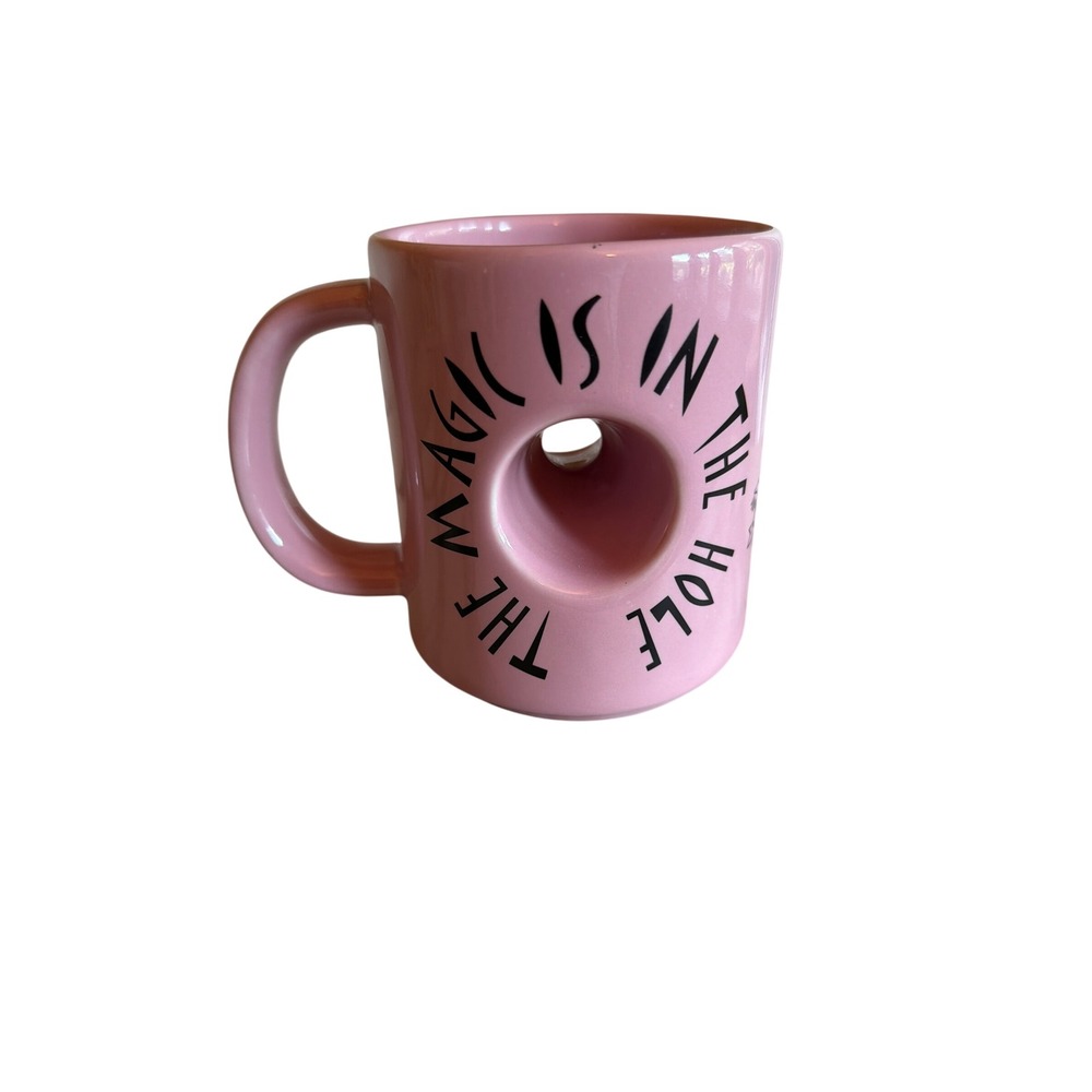 Voodoo Doughnut Mug Pink The Magic Is In The Hole Novelty Ceramic Hollow Center